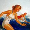 Retro Girls Surfing Diamond Paintings