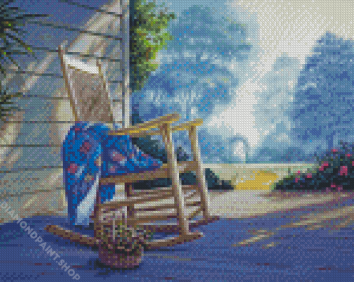 Rocking Chair And Flowers Diamond Paintings