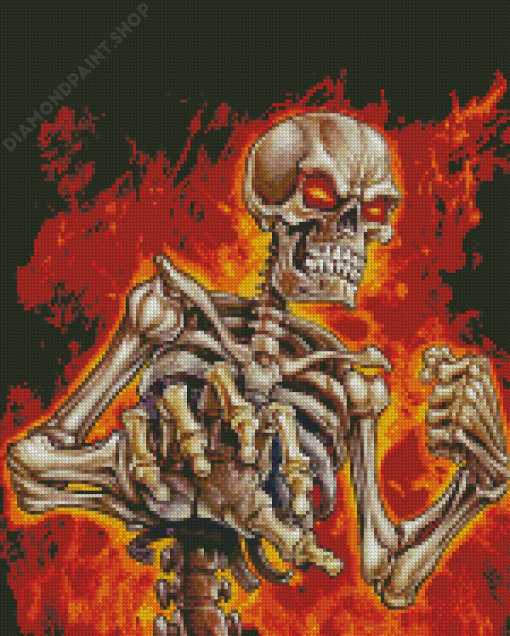 Skeleton On Fire Diamond Paintings