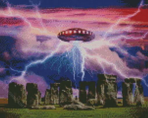 Stonehenge And Spaceship Diamond Paintings