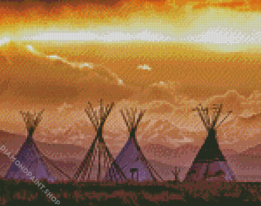 Teepees Sunset Diamond Paintings