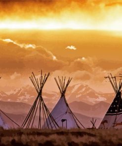 Teepees Sunset Diamond Paintings