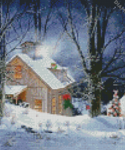 Vintage Snowy Home Diamond Paintings