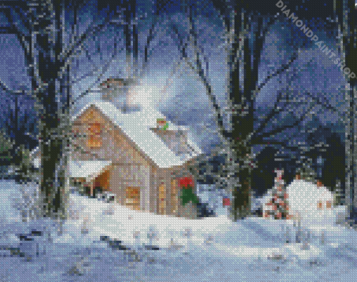 Vintage Snowy Home Diamond Paintings