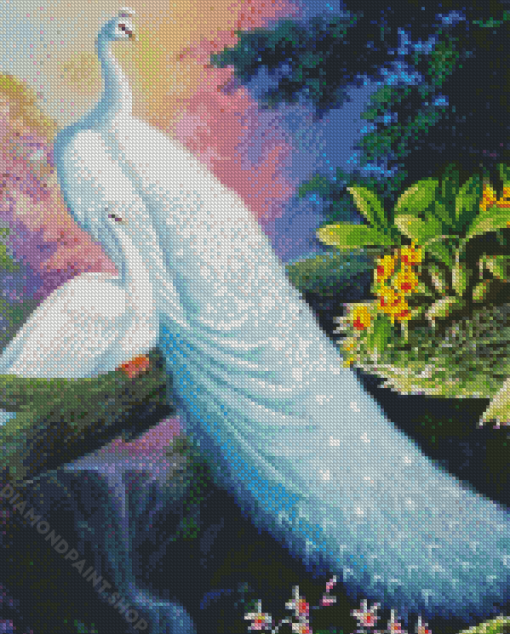 White Peacock Bird Diamond Paintings