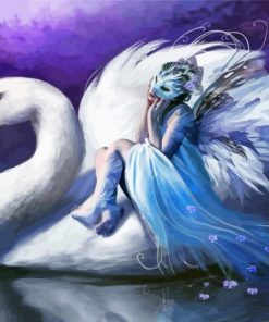 Woman And Swan Diamond Paintings