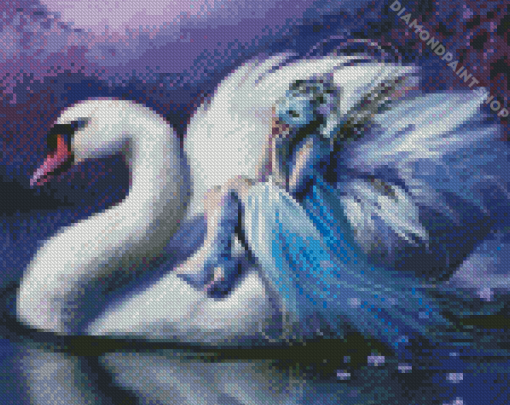 Woman And Swan Diamond Paintings