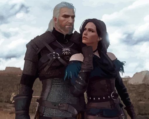 Yennefer And Geralt Cartoon Diamond Paintings