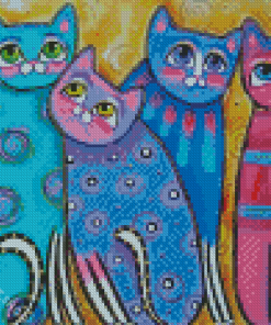 Abstract Colorful Cats Diamond Paintings