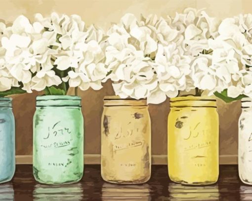 Hydrangeas In Jar Diamond Paintings