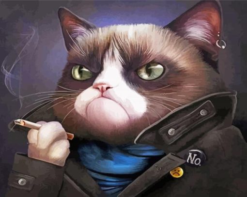 Aesthetic Smoking Cat Diamond Paintings