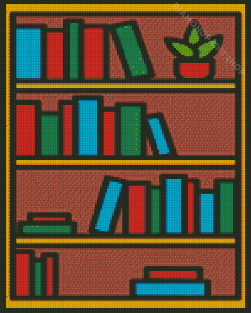 Bookshelf Illustration Diamond Paintings