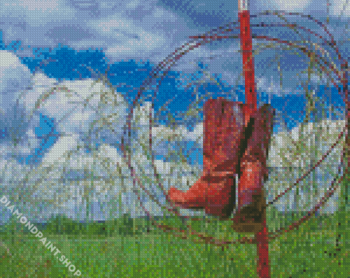 Brown Cowboy Boot Diamond Paintings