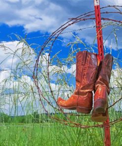 Brown Cowboy Boot Diamond Paintings