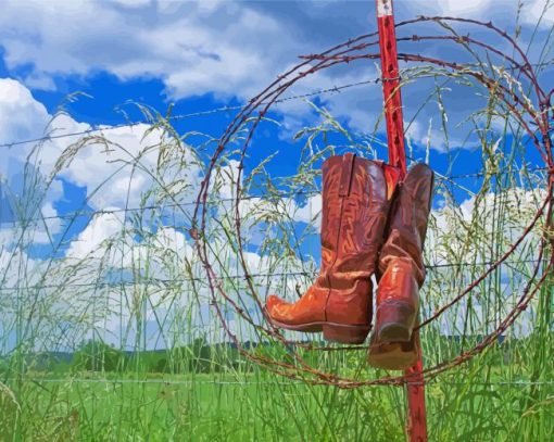 Brown Cowboy Boot Diamond Paintings