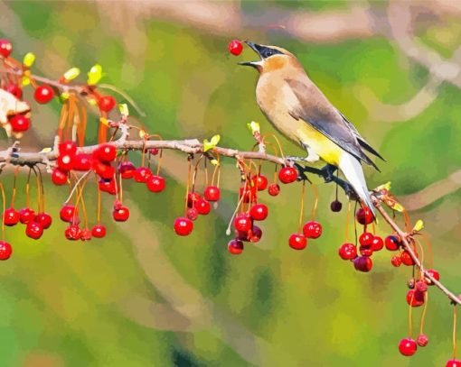 Bird With Cedar Tree Diamond Paintings