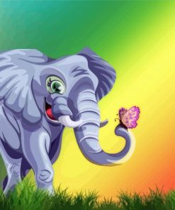 Elephant And Butterfly Diamond Paintings