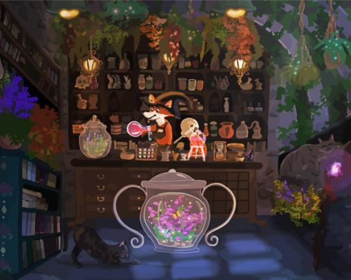 Fox Witch In Apothecary Diamond Paintings