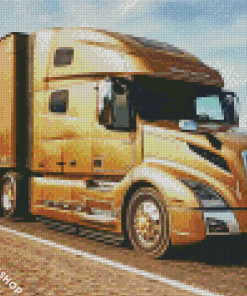 Golden Semi Truck Diamond Paintings