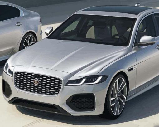 Grey Jaguar Xf Car Diamond Paintings