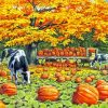 Wagon Cows And Pumpkins Diamond Paintings