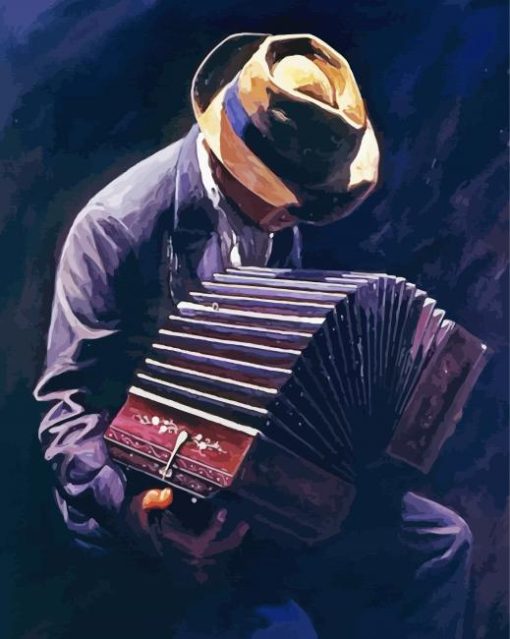 Man Playing Accordian Diamond Paintings