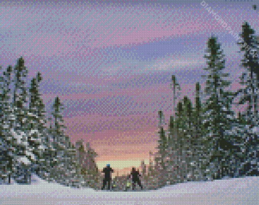 Newfoundland Skiing Sunset Diamond Paintings