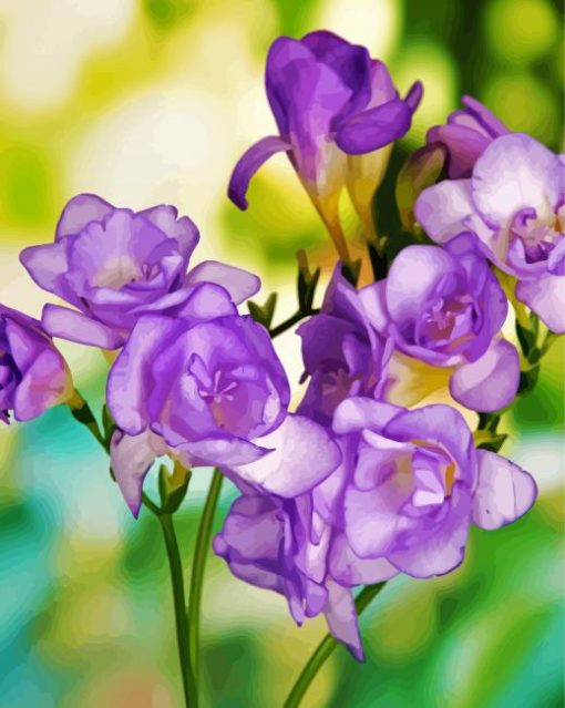 Purple Freesia Flowers Diamond Paintings