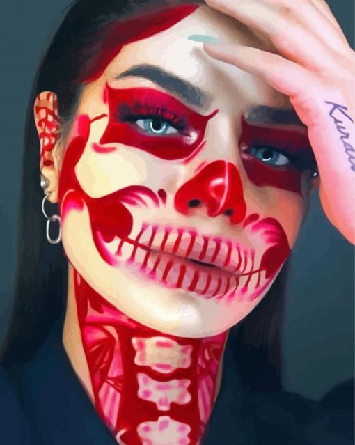 Red Skeleton Beauty Diamond Paintings