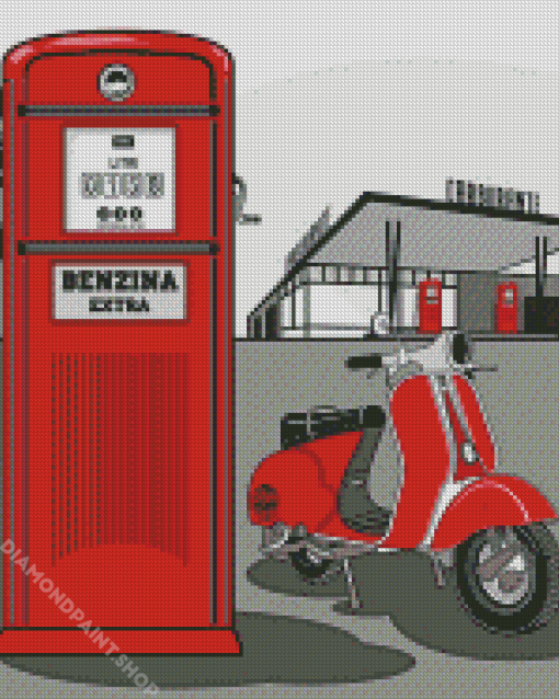 Red Lambretta Diamond Paintings