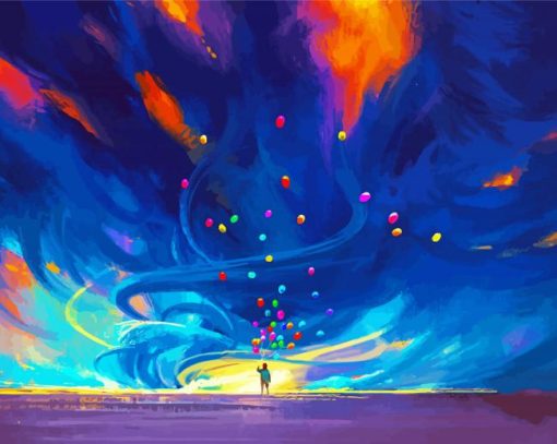 Tornado And Balloons Diamond Paintings