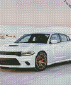 White Dodge Hellcat Diamond Paintings