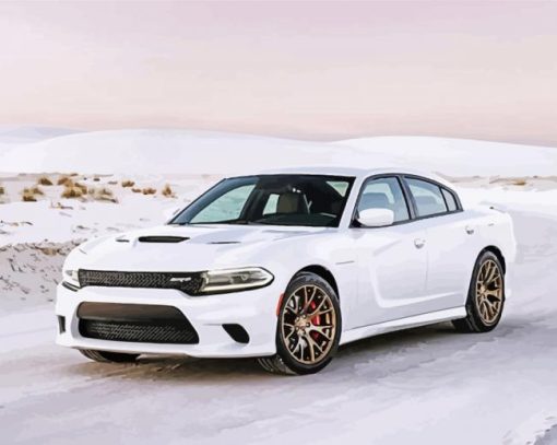 White Dodge Hellcat Diamond Paintings