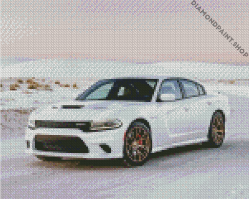 White Dodge Hellcat Diamond Paintings