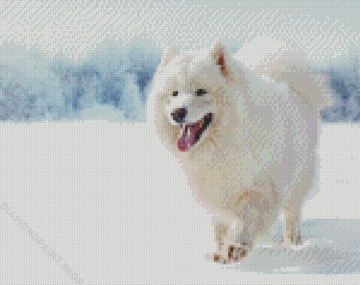 White Winter Dog Diamond Paintings