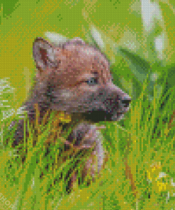 Adorable Wolf Cub Diamond Paintings