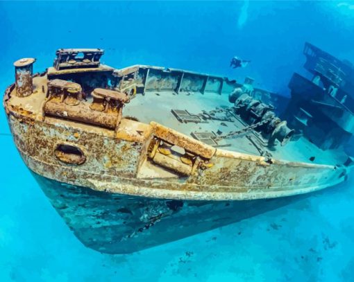 Wrack Ship Under Water Diamond By Paintings