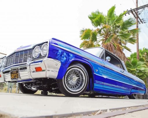 Blue Chervolet Lowrider Diamond Paintings