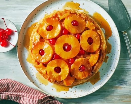 Cherry And Pineapple Upside Down Cake Diamond Paintings