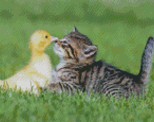 Cute Duck And Cat Diamond Paintings