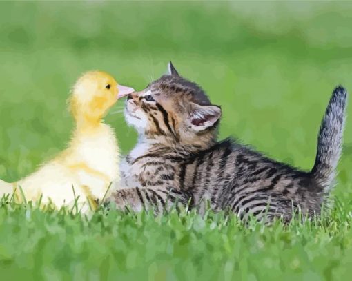 Cute Duck And Cat Diamond Paintings