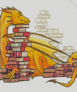 Dragon With Books Diamond Paintings