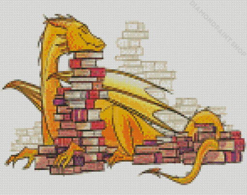 Dragon With Books Diamond Paintings