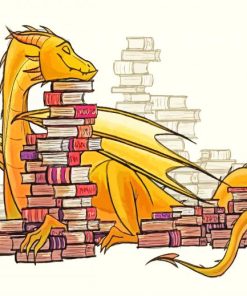 Dragon With Books Diamond Paintings