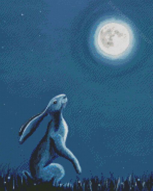 Hare And Moon Art Diamond Paintings