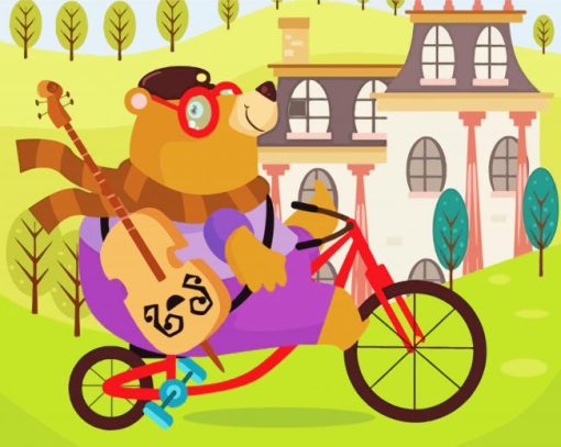 Bear On Bike Diamond Paintings