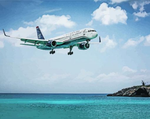 Landing At Maho Beach Diamond Paintings