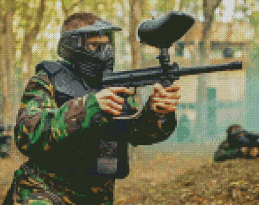 Paintball Game Player Diamond Paintings