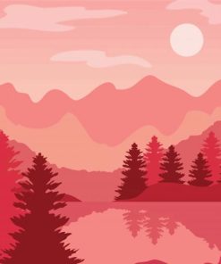 Pink Landscape Diamond Paintings