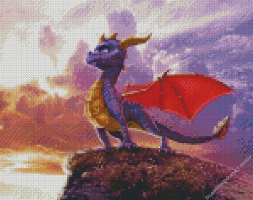 Purple Cartoon Dragon Diamond Paintings